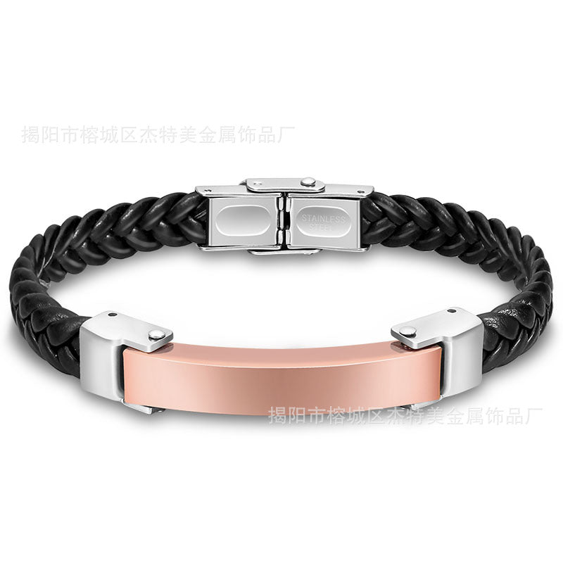 Silicone Bracelet Microfiber Titanium Steel Gold-plated Rose