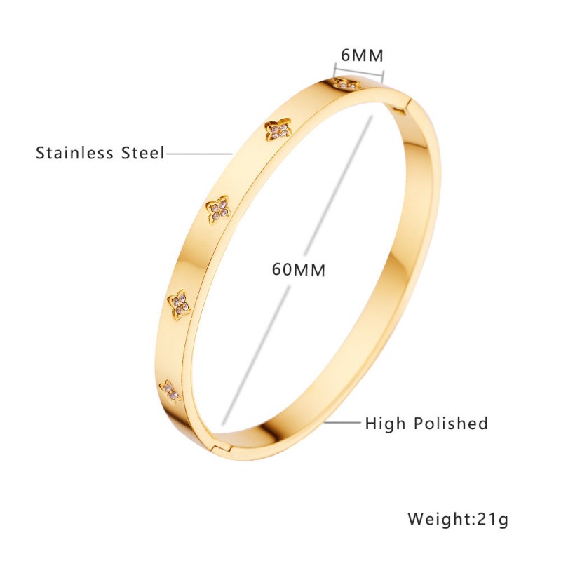 18K gold plated diamond retro stacked titanium steel bracele