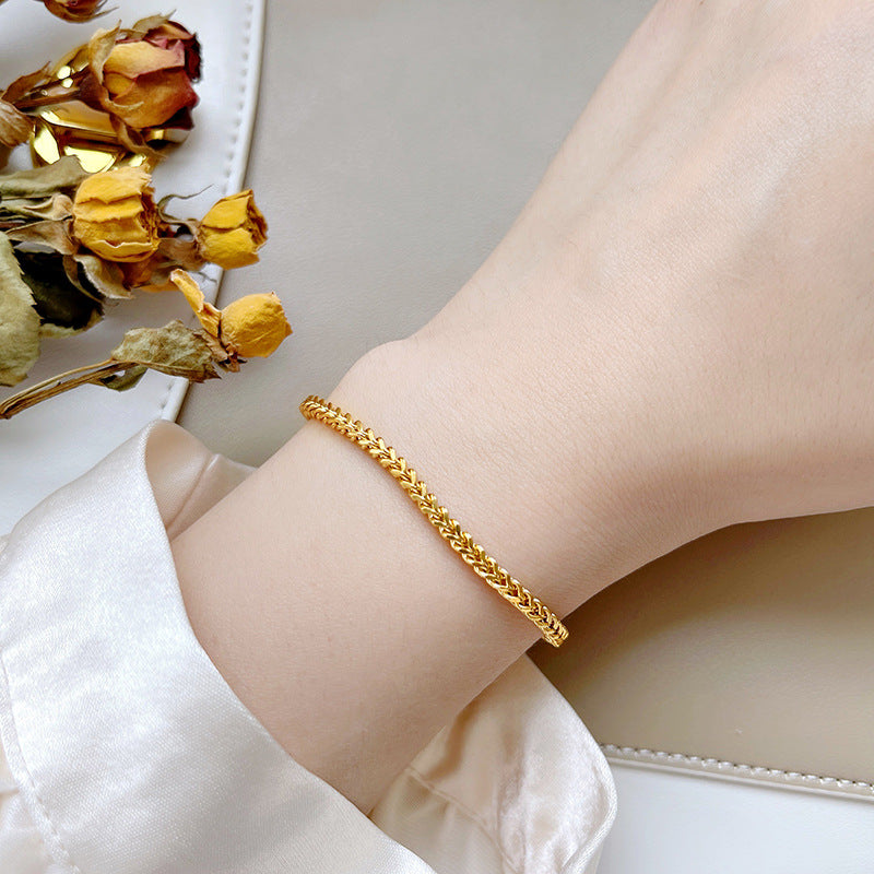 Titanium steel golden wheat ear bracelet