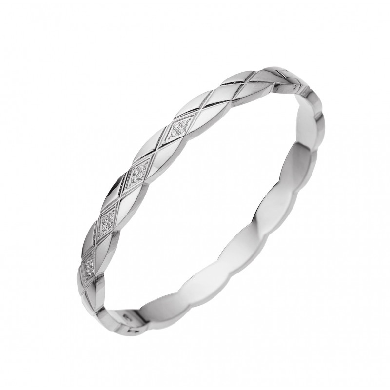 18K gold plated diamond retro stacked titanium steel bracele