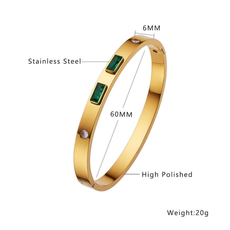 18K gold plated diamond retro stacked titanium steel bracele