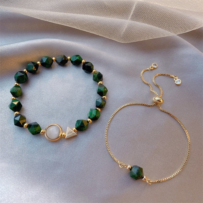 Tide Elegant Pearl Crystal Jade Double Circle Bracelet