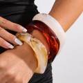 Retro Asymmetrical Smudged Bracelet Round Wide Acrylic Brace
