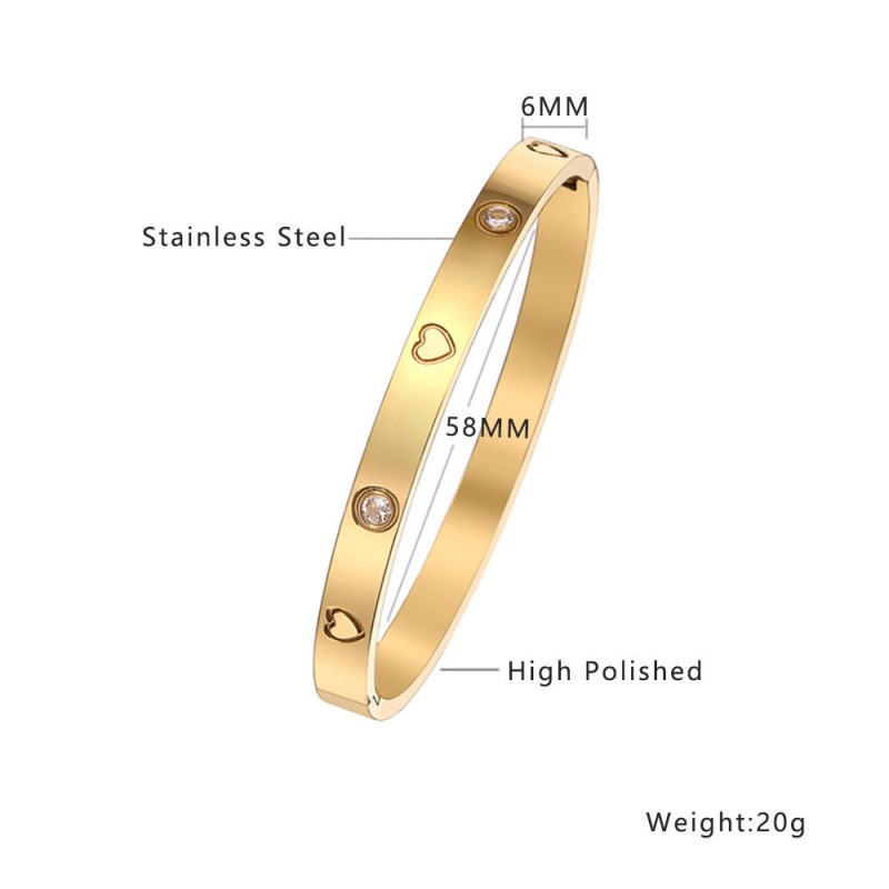 18K gold plated diamond retro stacked titanium steel bracele