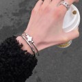 Titanium steel non-fading retro winding cross bracelet stack