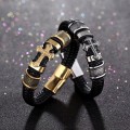 Punk Braided Cross Men's Leather Bracelet