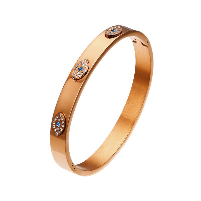 18K gold plated diamond retro stacked titanium steel bracele