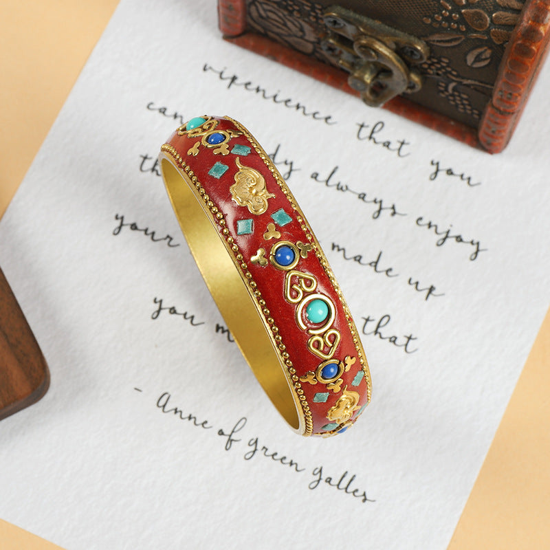 Vintage Brass with Turquoise Ethnic Style Bracelet