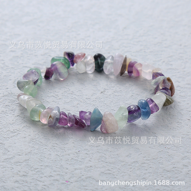5pcs natural crystal gravel elastic bracelet colorful gravel