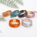 Bohemian Imitation Gold Wire Magnetic Clasp Leather Bracelet