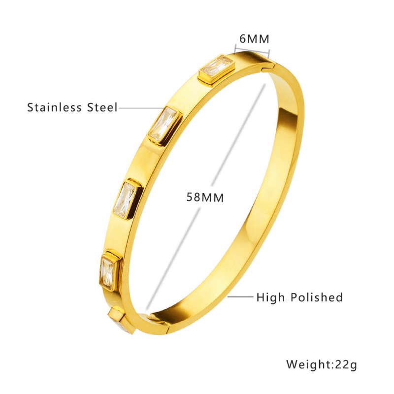 18K gold plated diamond retro stacked titanium steel bracele