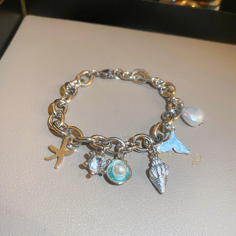 Tide Elegant Pearl Crystal Jade Double Circle Bracelet