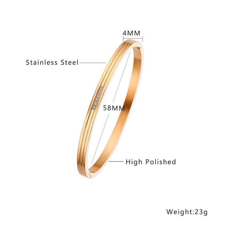 18K gold plated diamond retro stacked titanium steel bracele