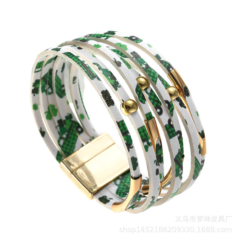 Alloy Tube Magnet Buckle Valentine's Day Leather Bracelet OLY-BT-LuoKun001