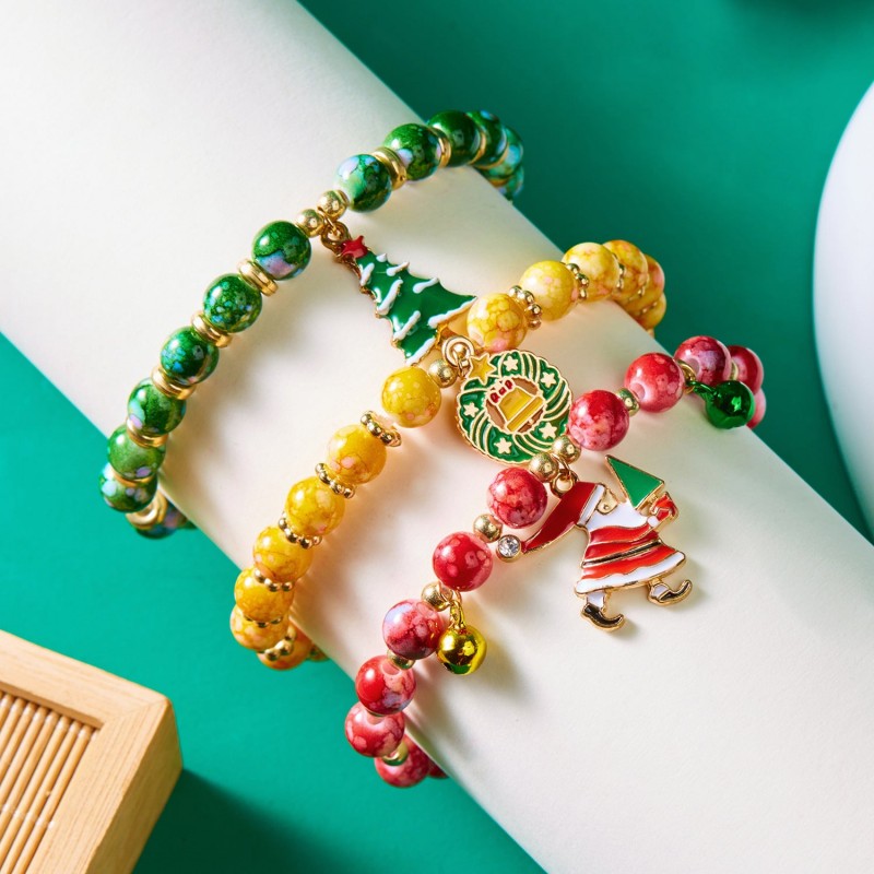 Christmas bracelet set snowman beaded bracelet
