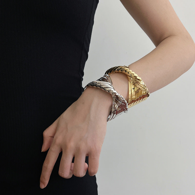 metal cross surround opening bracelet retro bracelet