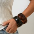 Retro Asymmetrical Smudged Bracelet Round Wide Acrylic Brace