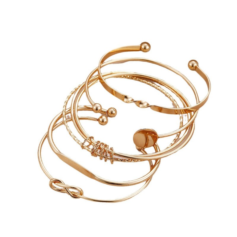 Creative geometric smooth open knot bracelet 5-piece set
