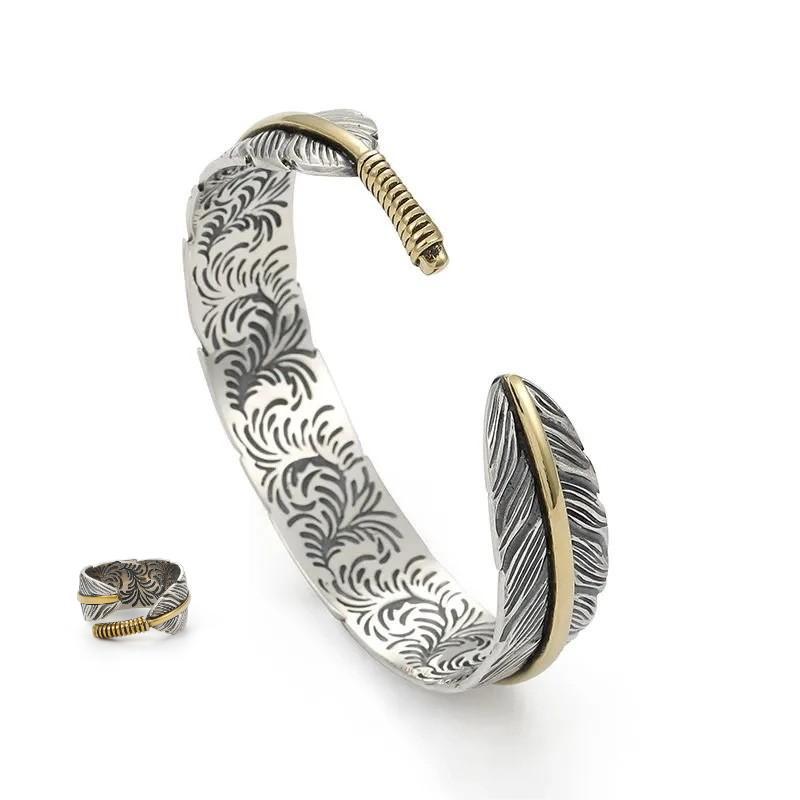 Men's silver adjustable Viking pattern Bracelet