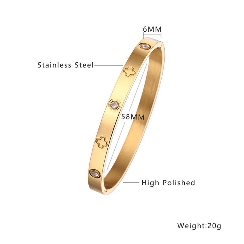 18K gold plated diamond retro stacked titanium steel bracele