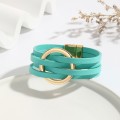 Metal Leather Cross Women's Large Hoop Cuff Multi-layer Wris