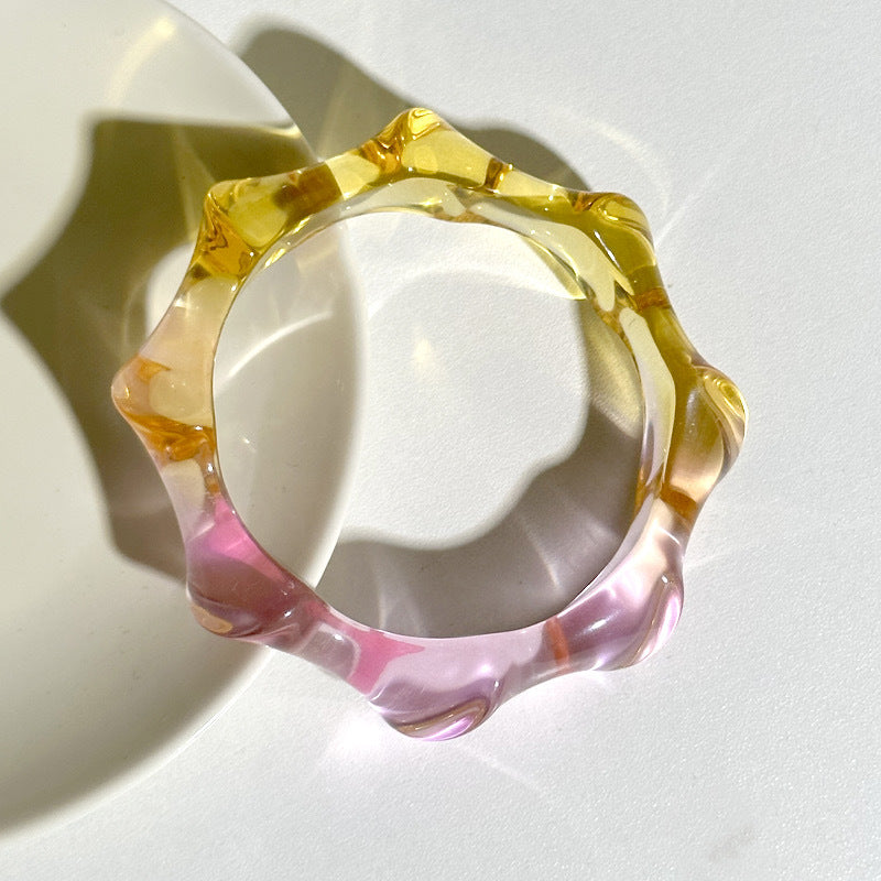 10pcs new gradient transparent color matching wave roun