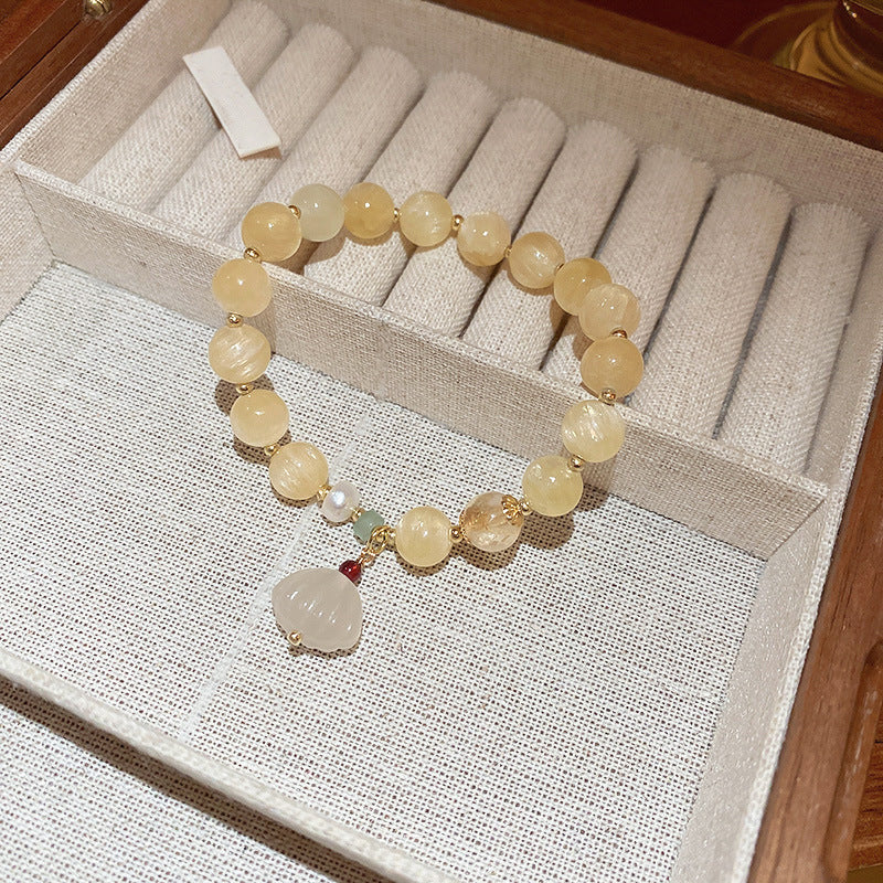 Tide Elegant Pearl Crystal Jade Double Circle Bracelet