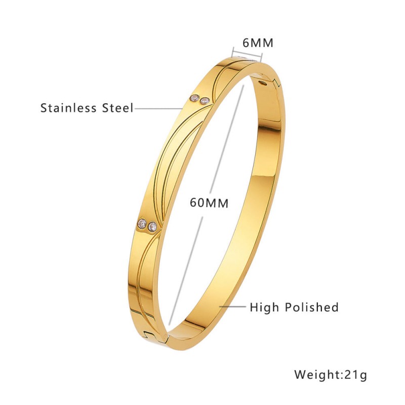 18K gold plated diamond retro stacked titanium steel bracele