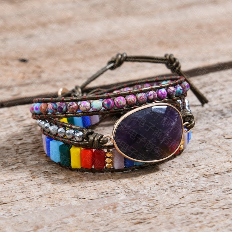 amethyst woven bohemian creative multi-layer bracelet