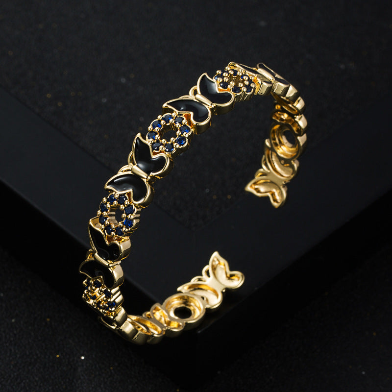 Copper Gold Plated Oil Dropping Butterfly Bracelet Advanced 