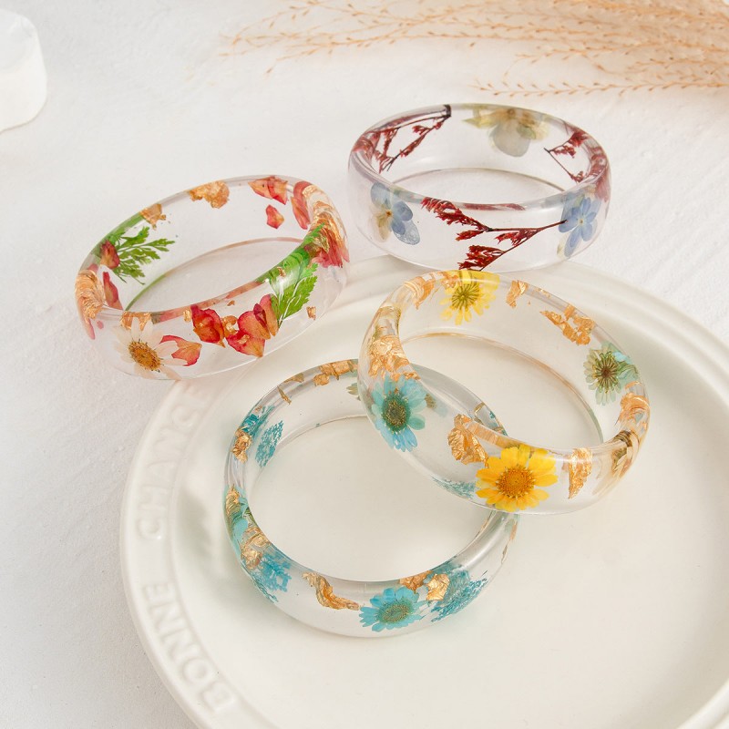 Ins Style Flower Transparent Wide Bracelet
