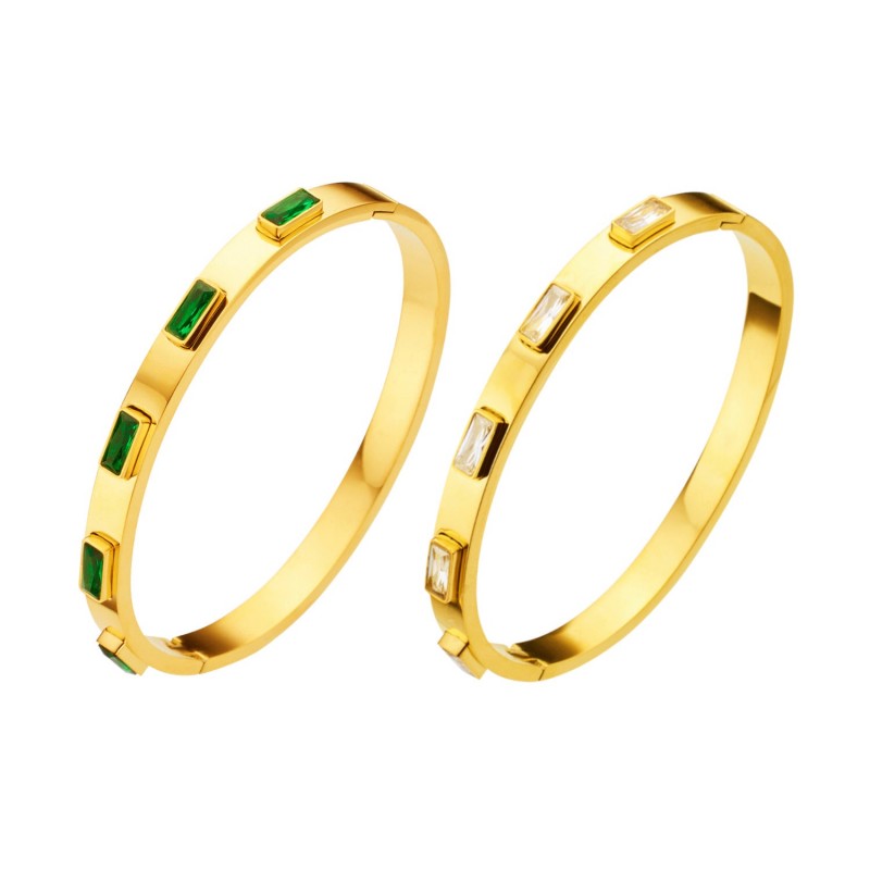 18K gold plated diamond retro stacked titanium steel bracele