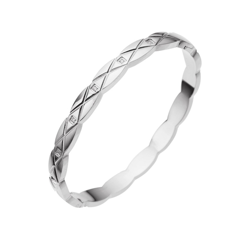 18K gold plated diamond retro stacked titanium steel bracele