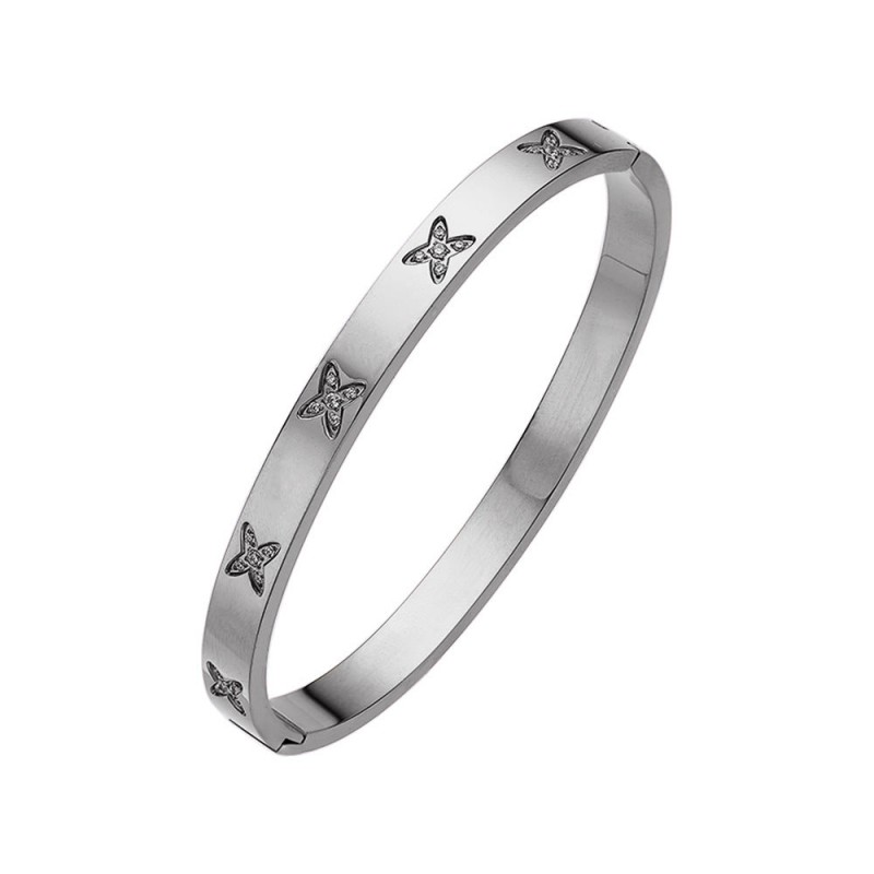 18K gold plated diamond retro stacked titanium steel bracele