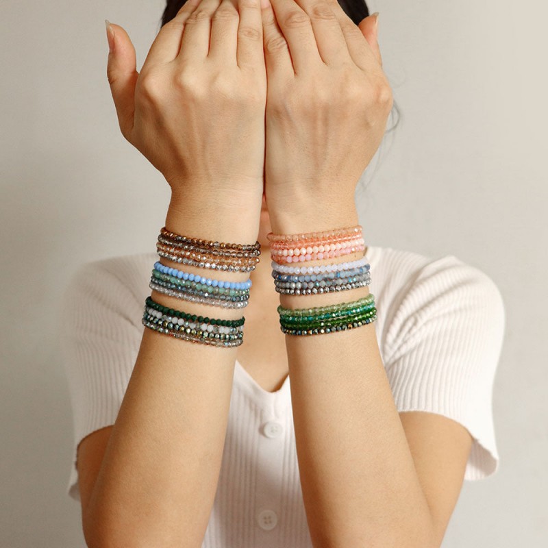 Summer Colored Glass Four-piece Vintage Bracelet