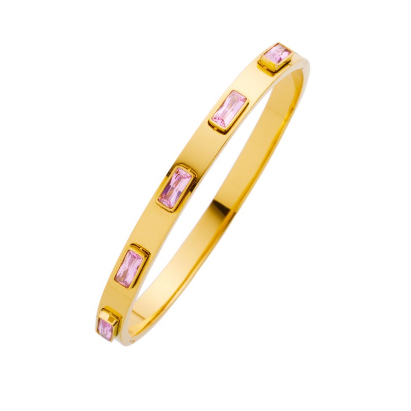 18K gold plated diamond retro stacked titanium steel bracele