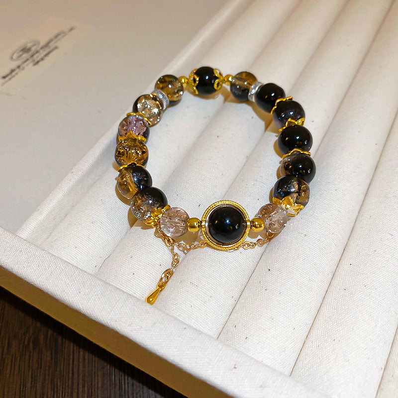 Tide Elegant Pearl Crystal Jade Double Circle Bracelet