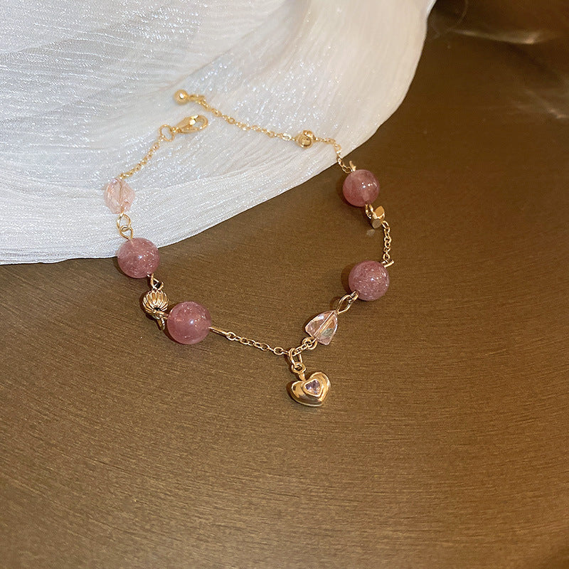 Tide Elegant Pearl Crystal Jade Double Circle Bracelet